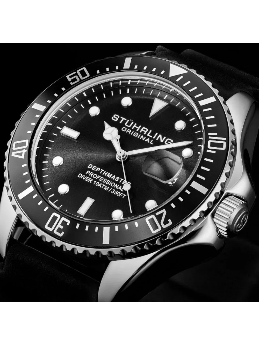Men's 42mm Dive Watch - Stainless Steel, Japanese Quartz, Black Dial, Rubber